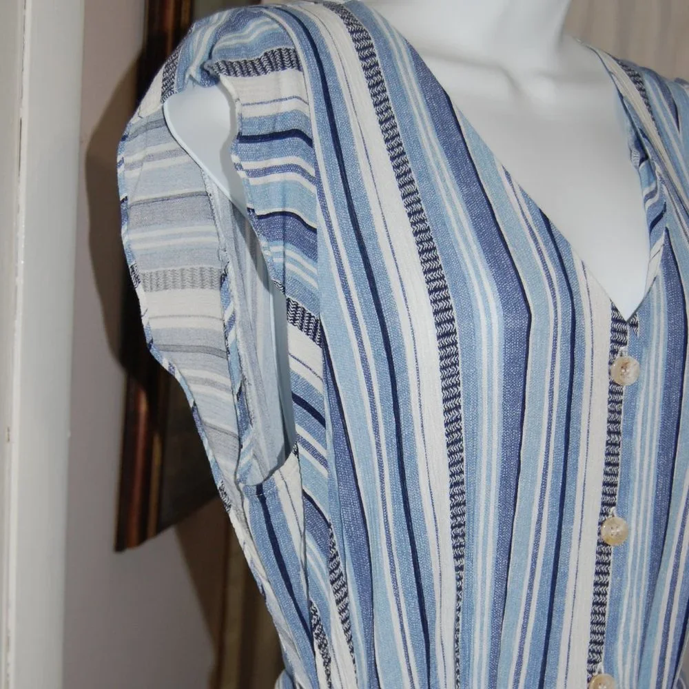 Flowy blue and white striped dress - Picture 3 of 8